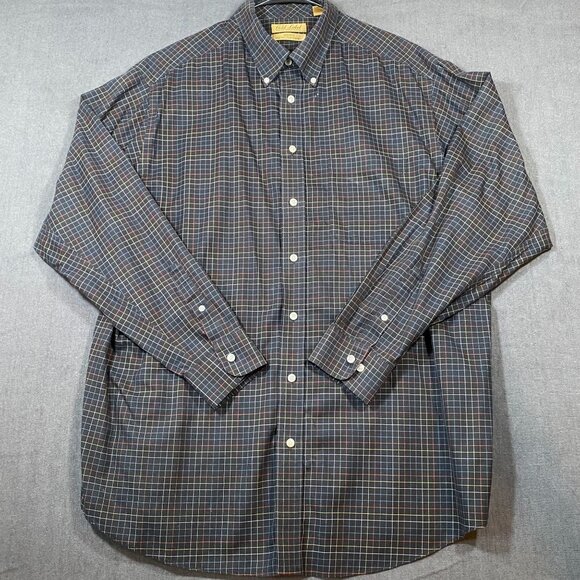 Roundtree & Yorke Gold Labe Button-Down Shirt Non-Iron Plaid Mens size 2XT - Picture 1 of 10